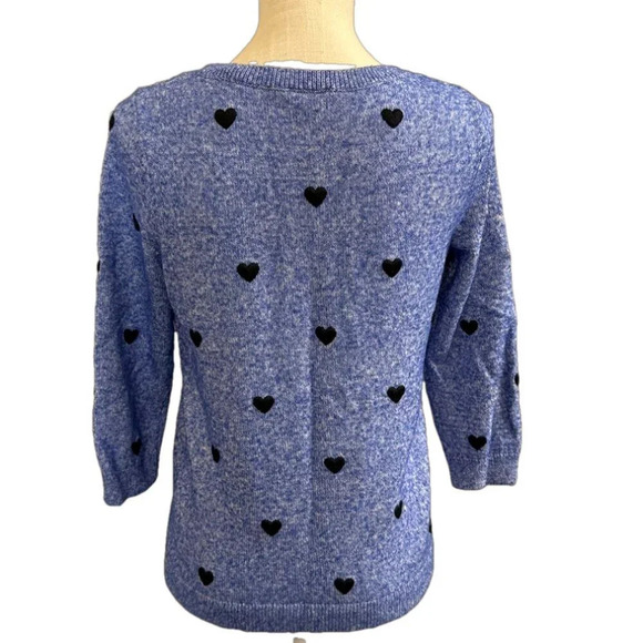 Women's Talbots Embroidered Heart Crewneck 3/4 Sleeve Sweater. Size Small - Picture 2 of 8